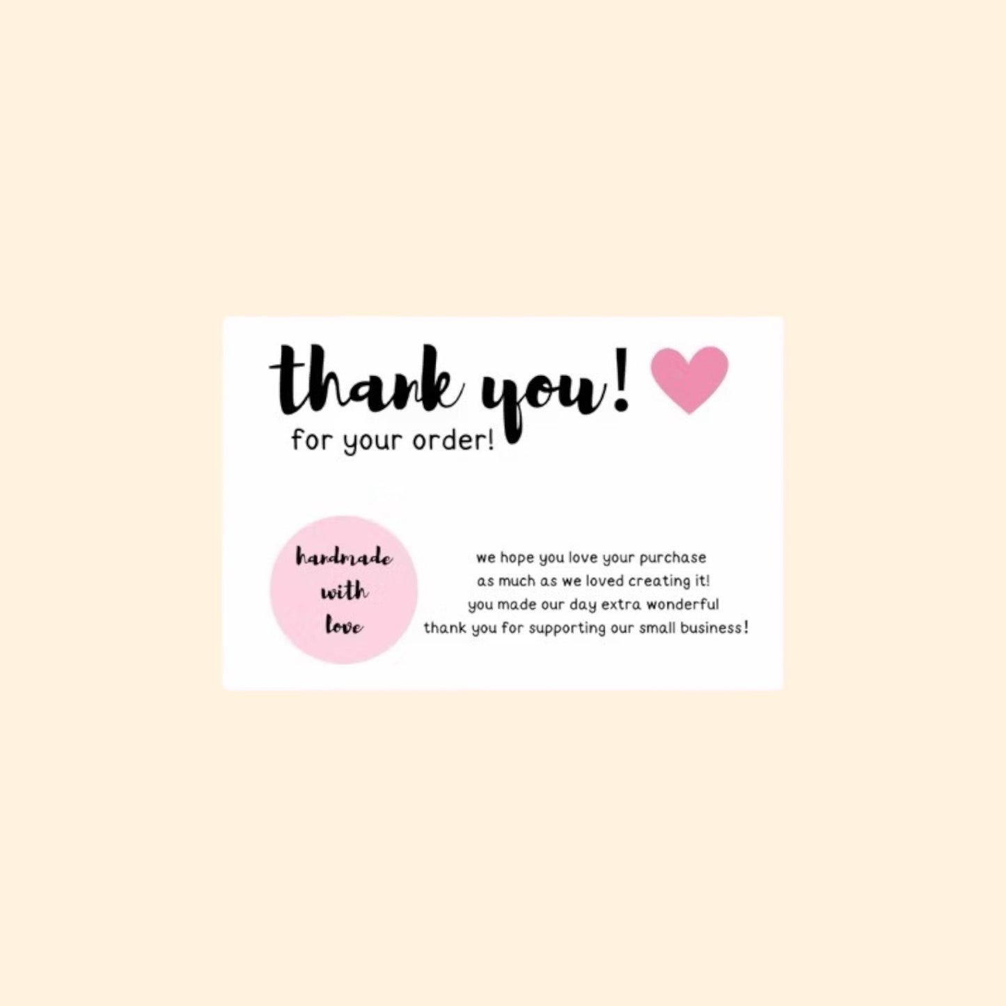 “Thank You for your order” Cards