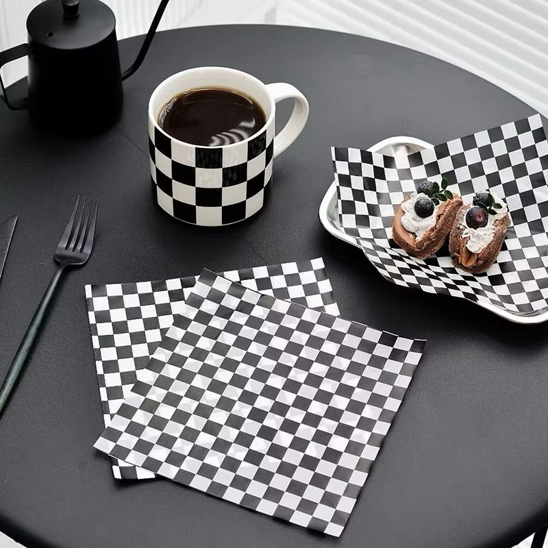 Bento Box Liners Black Checkered