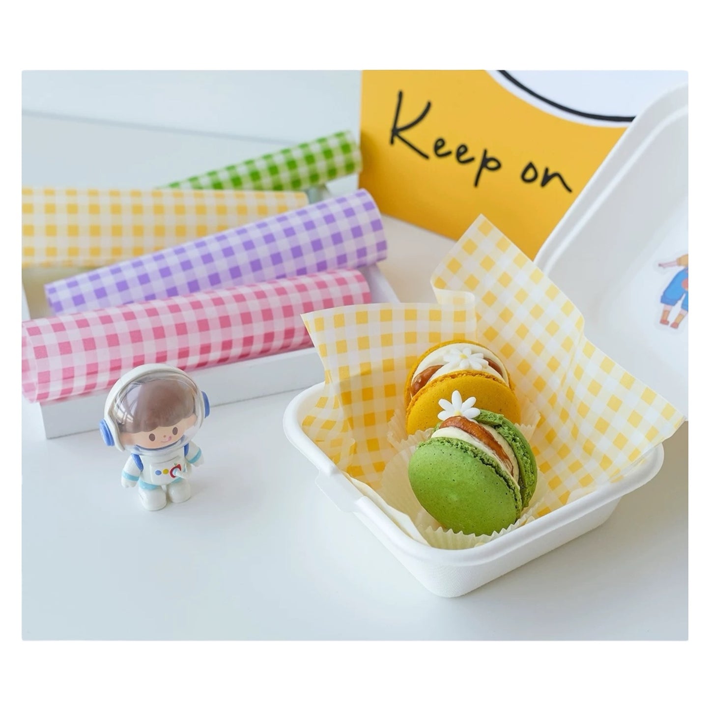 Bento Box Liners Pastel Checkered